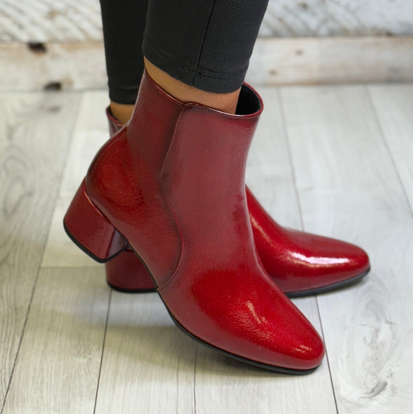 Marco Tozzi - Dark Red Patent Ankle Boot