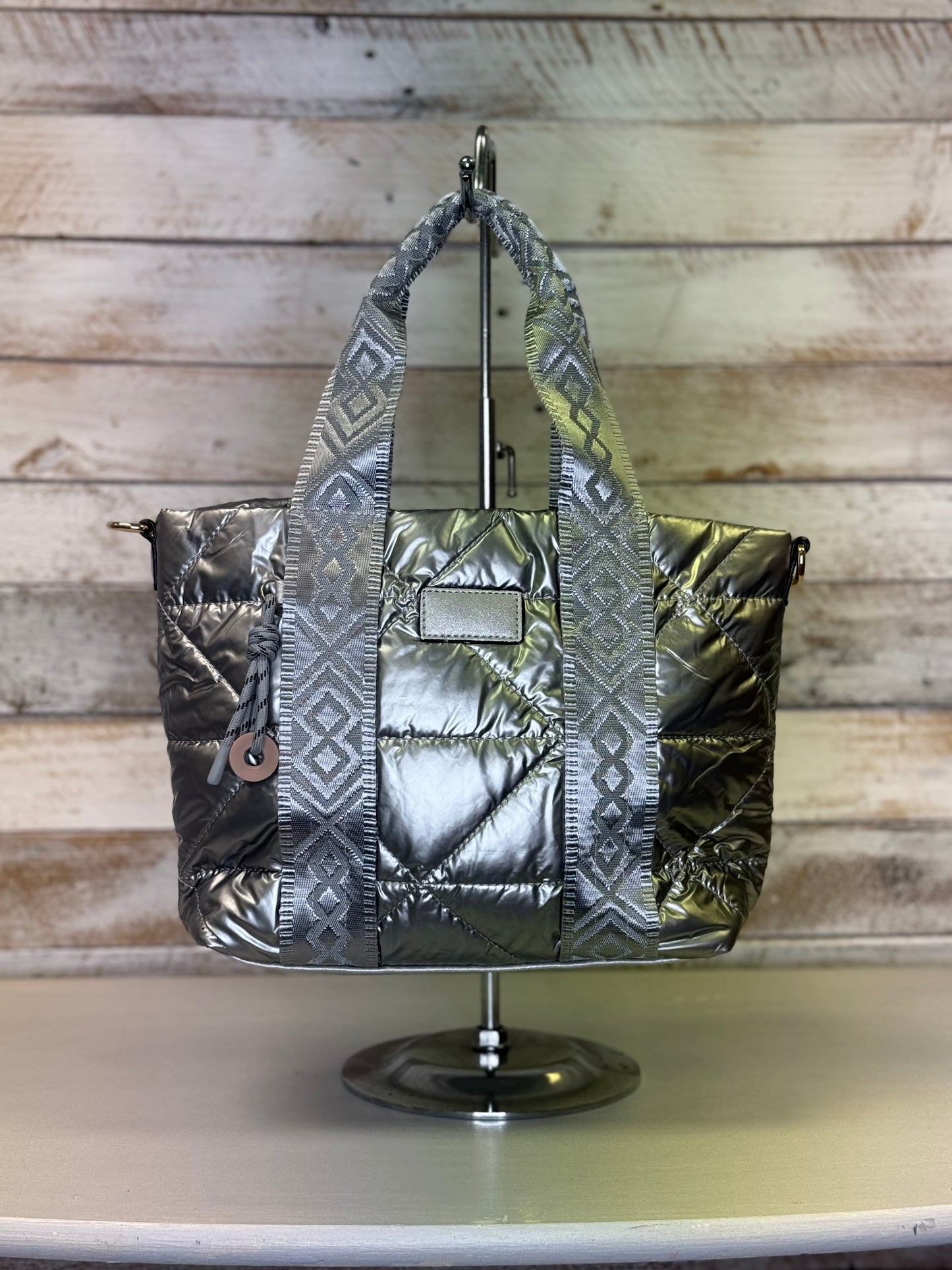hannah k - Silver Quilted Handbag
