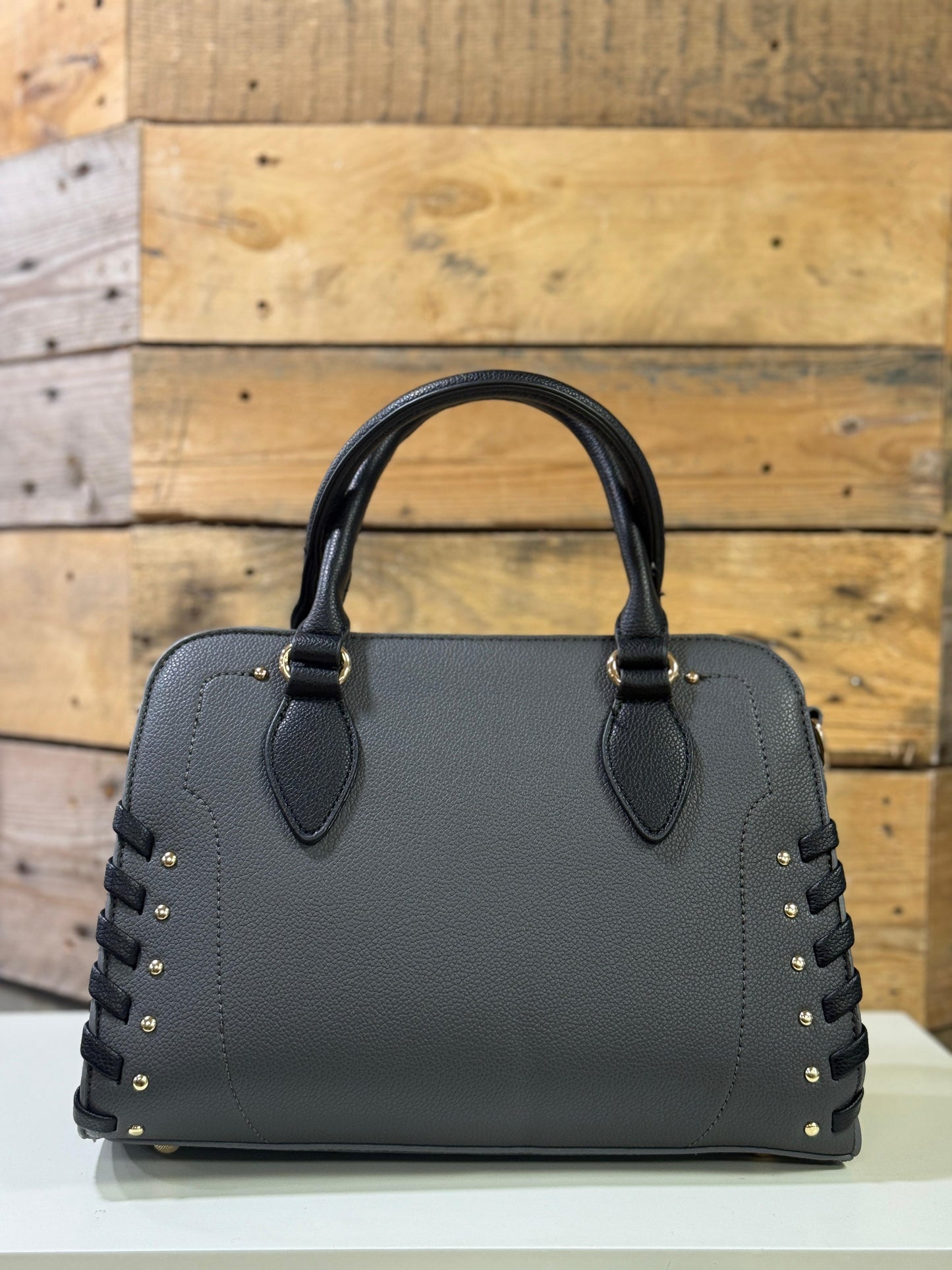 hannah k - 'Grace' Grey/Black Detailed Handbag