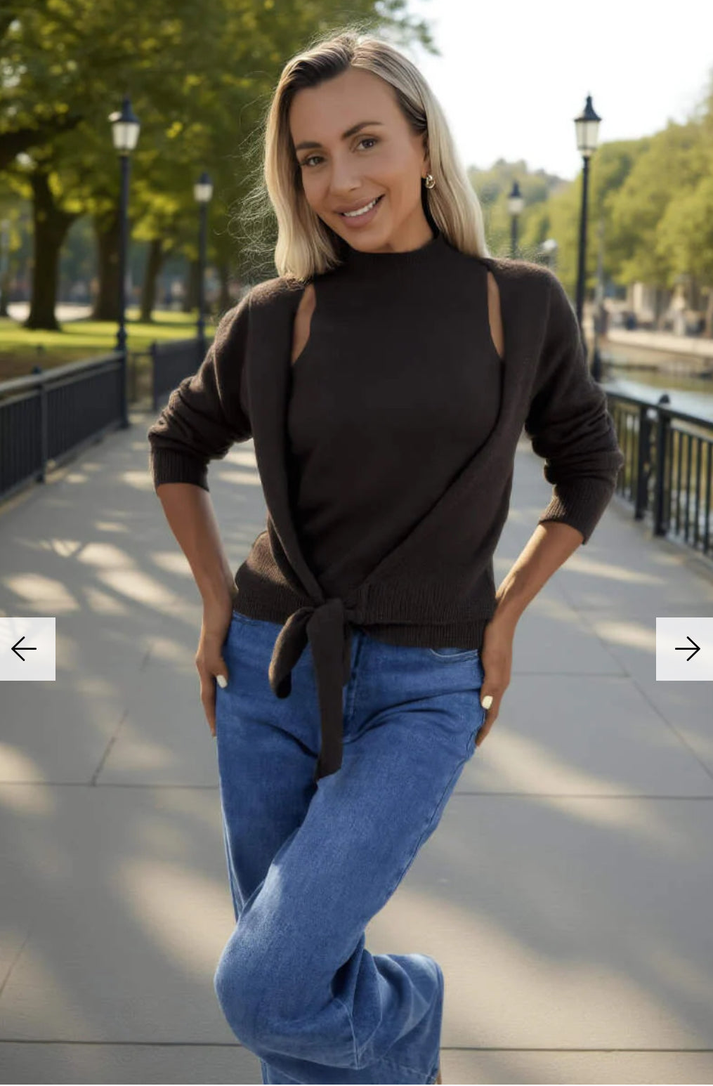 AX Paris - Chocolate 2 in 1 Tie Front Jumper Cardigan