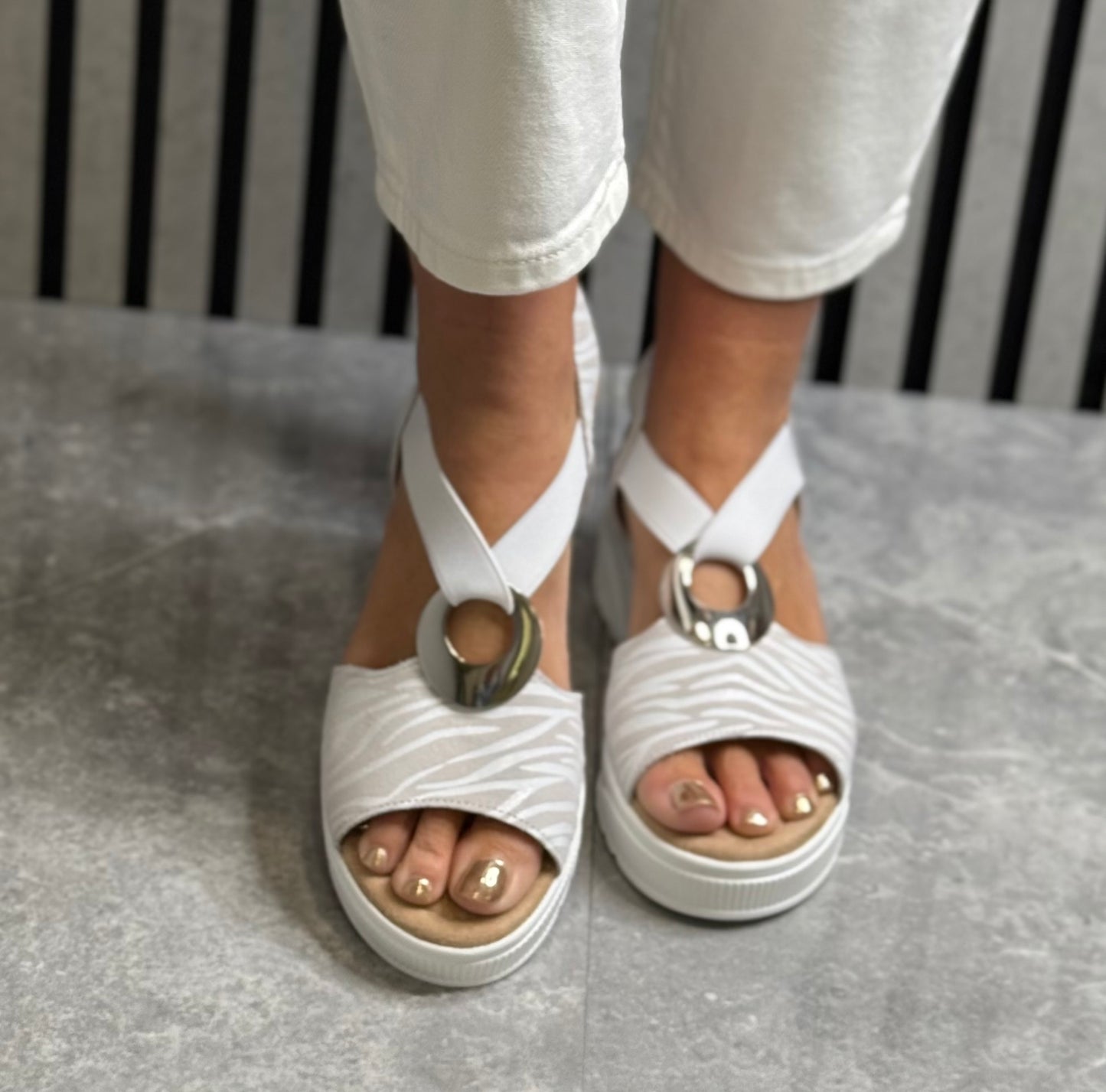 Redz - White/Grey Wedge Sandal