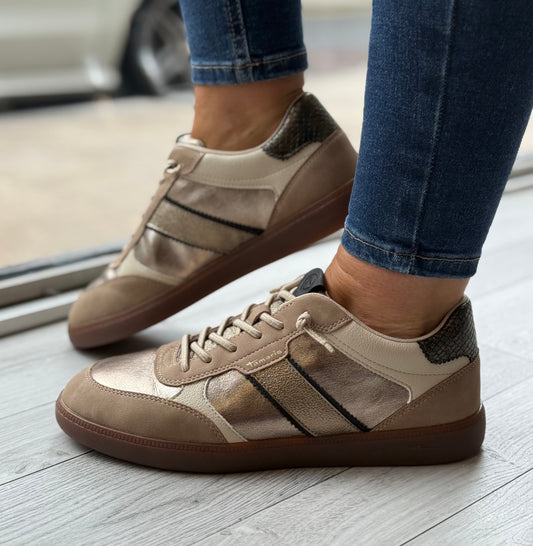 Tamaris - Gold Combo Slip On Trainer