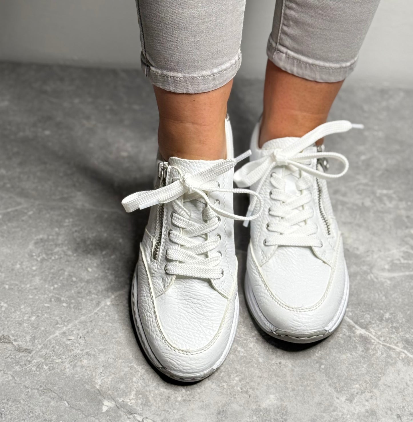 Rieker - White/Silver Wedge Trainer