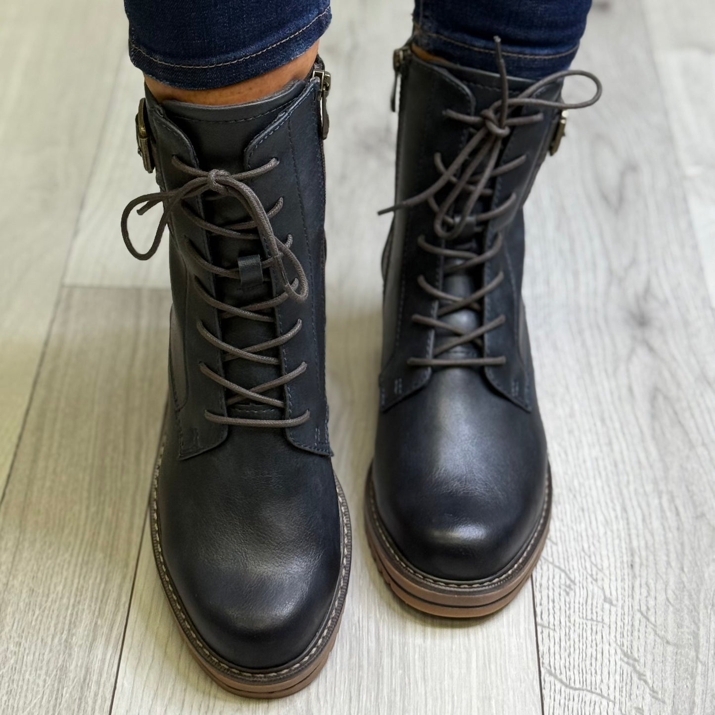 Marco Tozzi - Navy Buckle Detail Boot