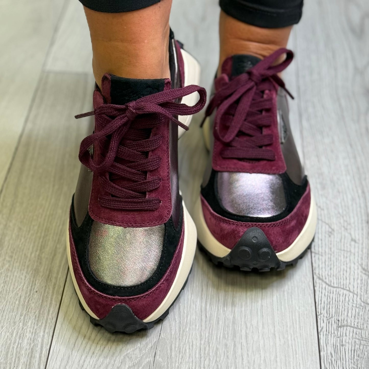 Kate Appleby - ‘Berk' Burgundy Chrome Metallic Combo Trainer