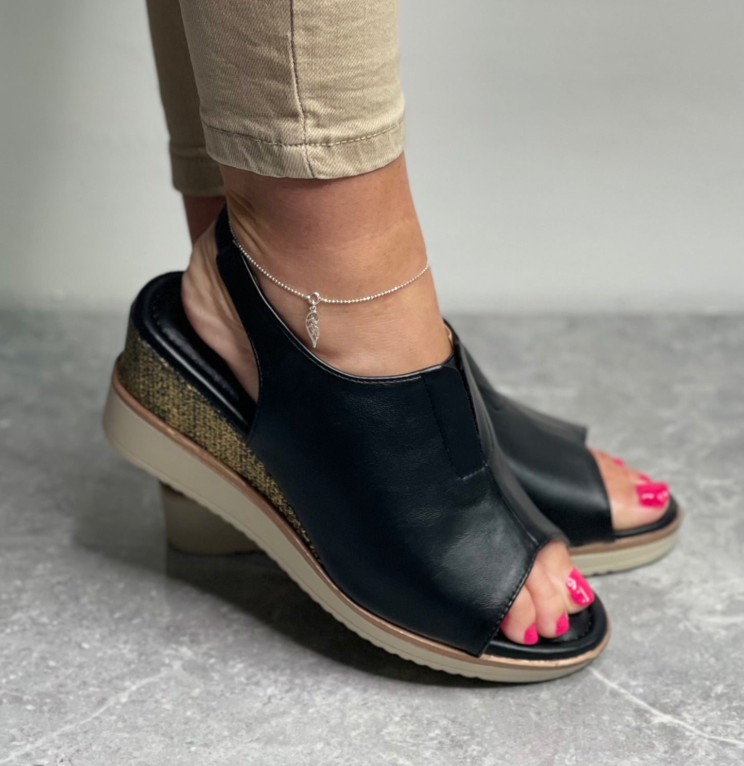 Zanni & Co - 'Mirfa One' Ink Wedge Sandal