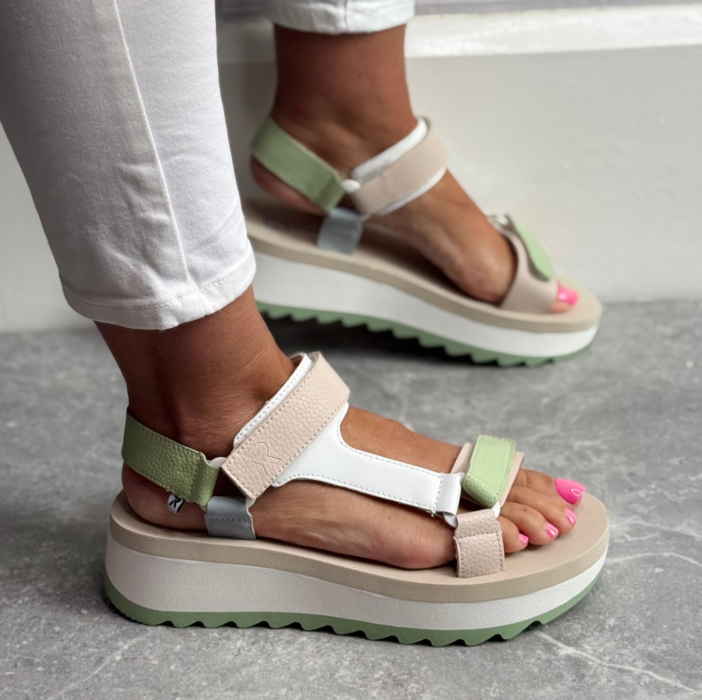Rieker - Mint Green Combo Leather Sandal