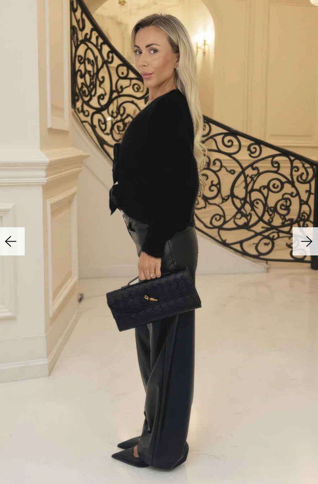 AX Paris - Black Fluffy Knit Satin Bows Cardigans