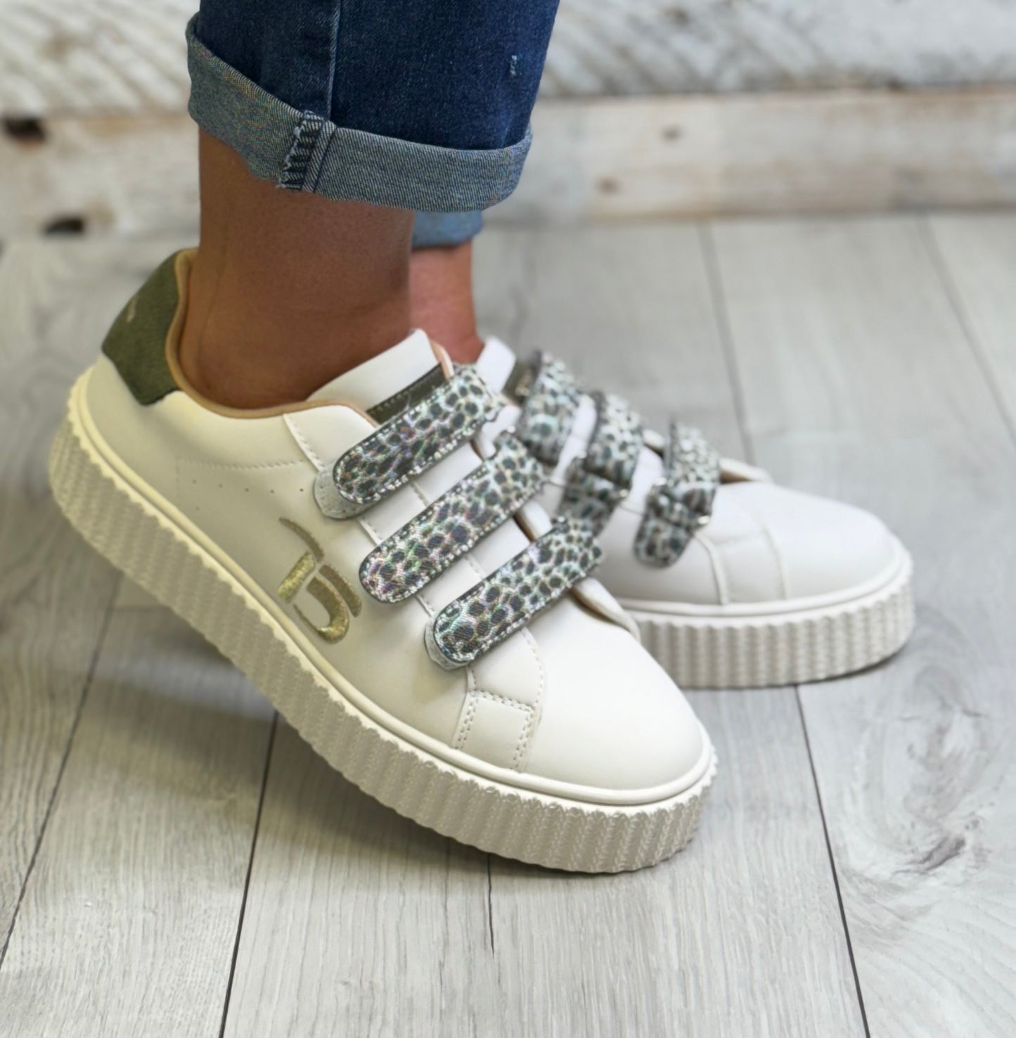Teddy Smith - White/Khaki Strap Detail Trainer (120322)