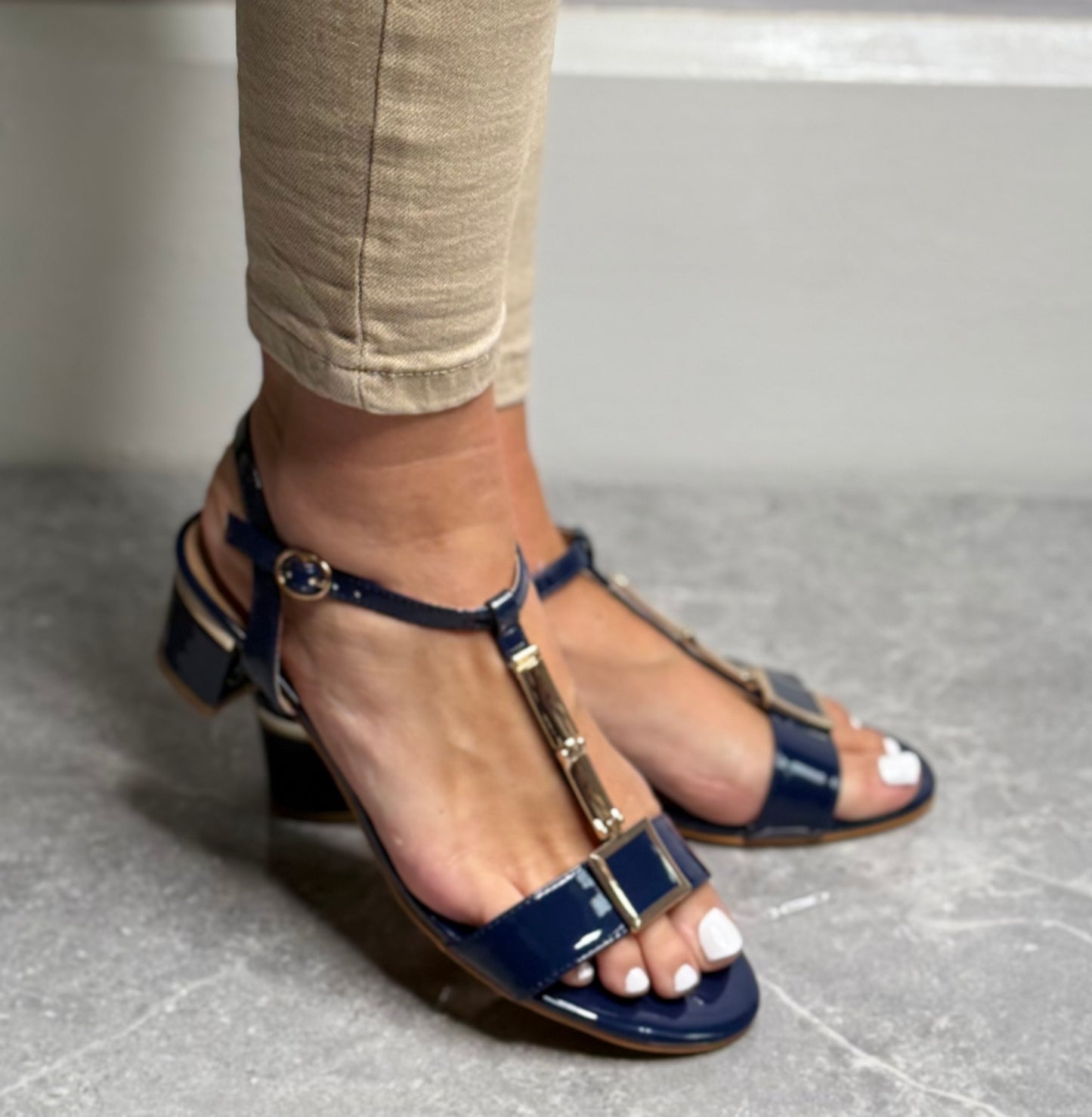 Lunar - 'Blaze' Navy Patent Sandal