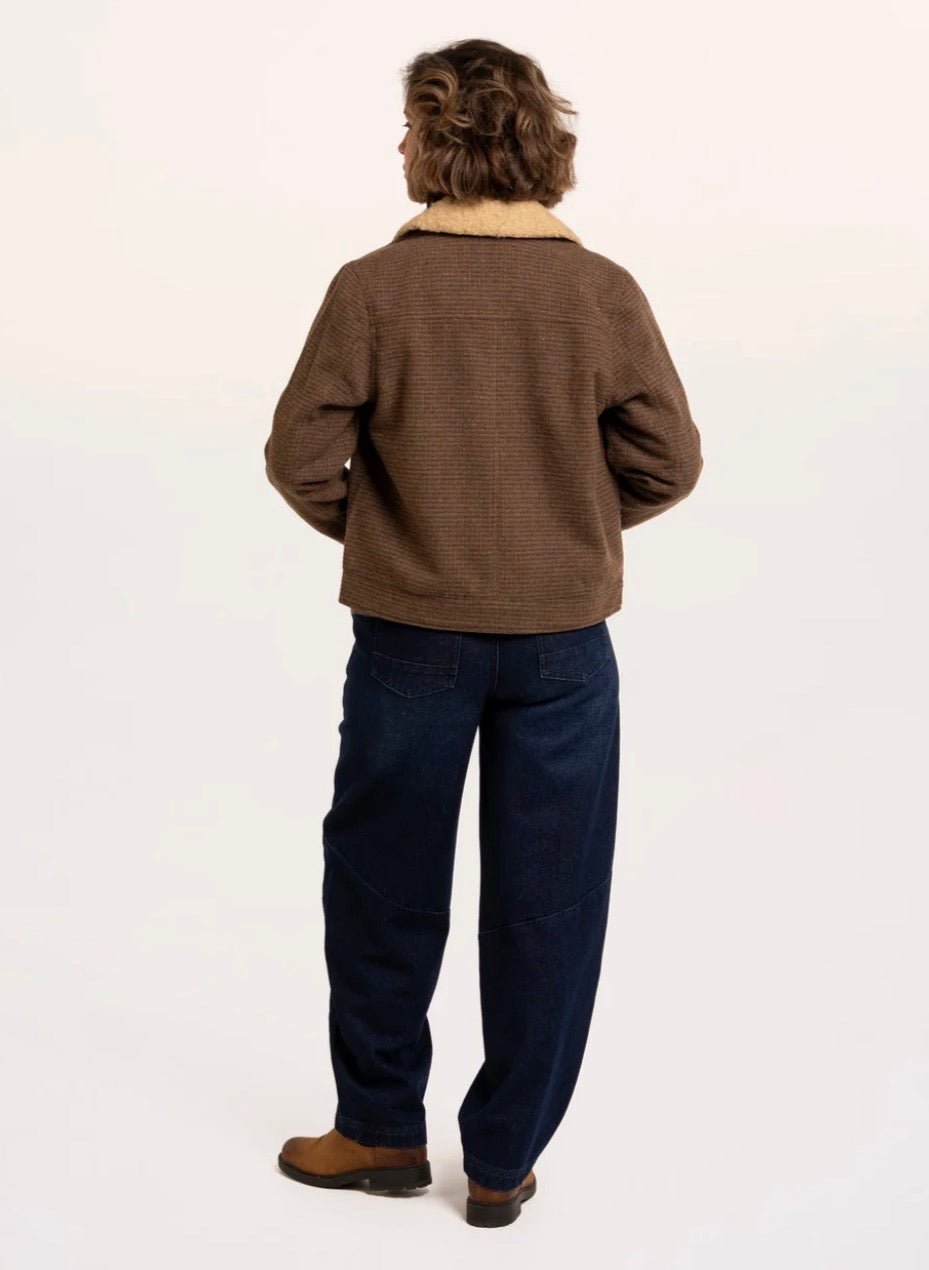 Brakeburn - ‘Hemlock’ Faux Fur Collar Textured Coat