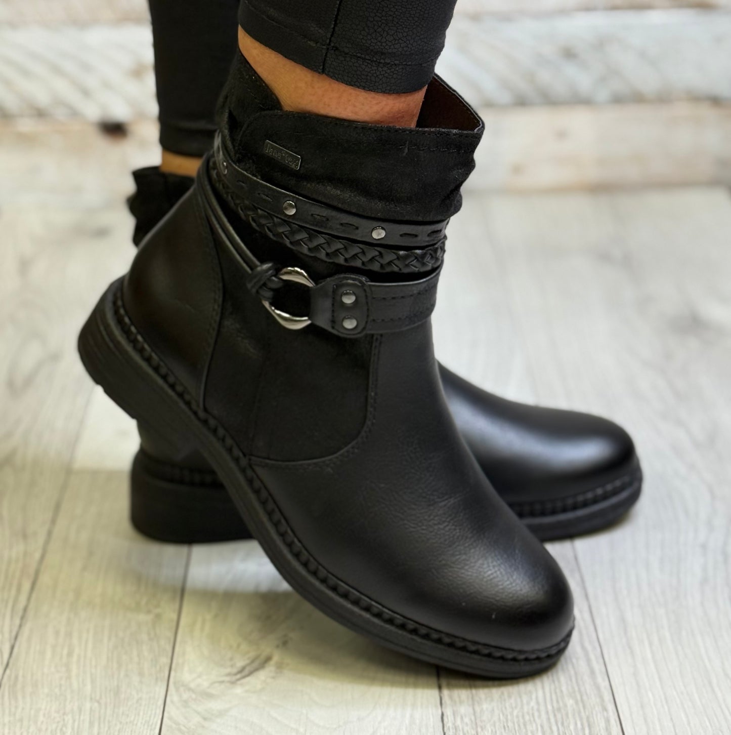 Jana - Black Strap Detail ‘Tex’ Softline Boot