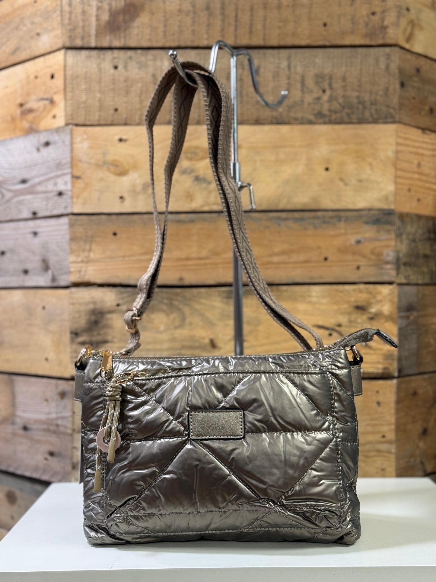 hannah k - 'Carla' Gold Medium Padded Crossbody Bag