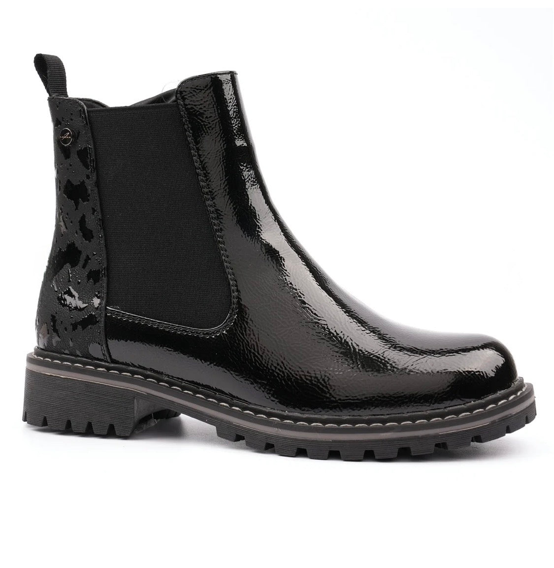 Lunar - 'Bessy' Black Patent Ankle Boot