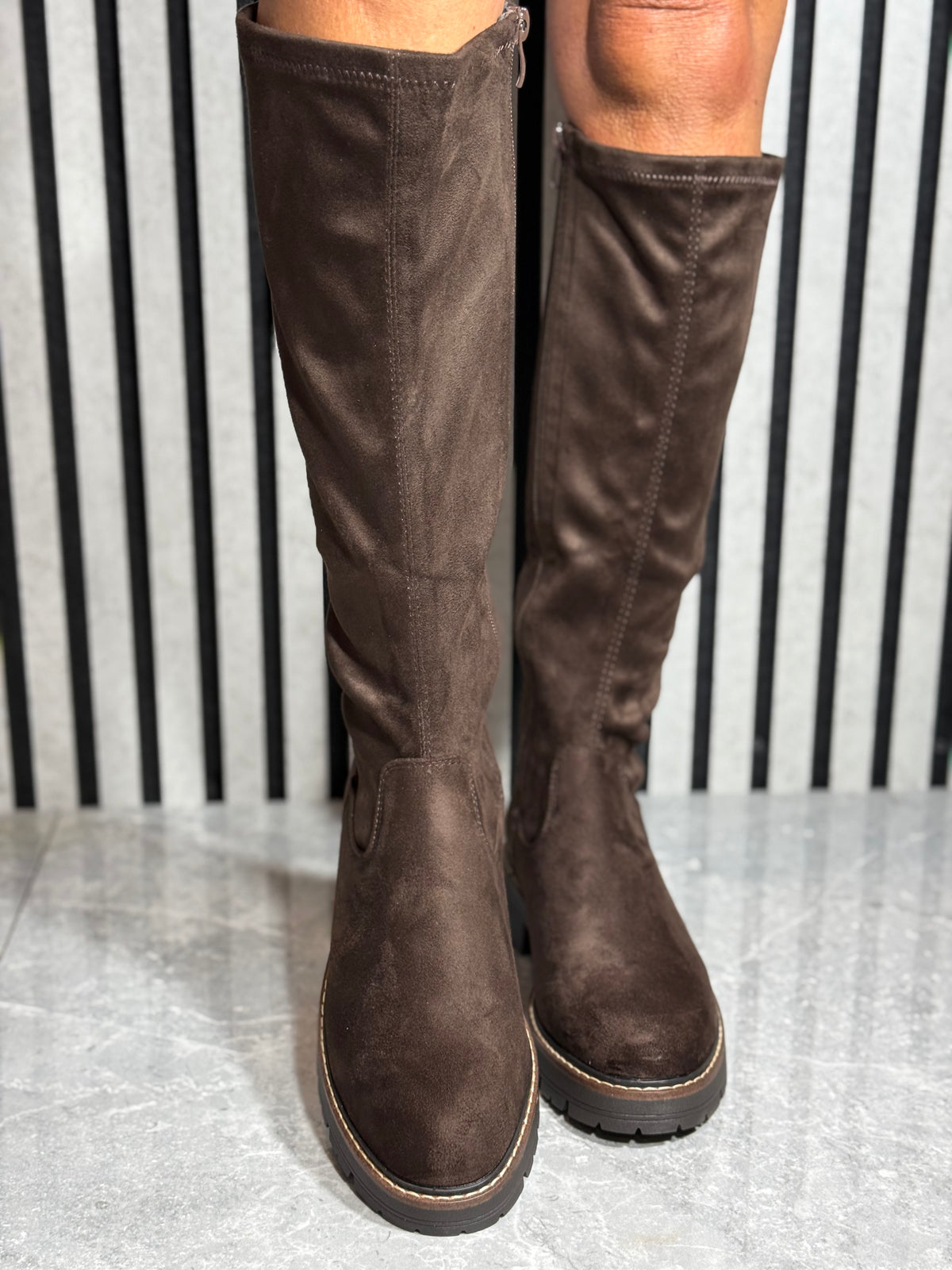 Redz - Brown Faux Suede Long Boot