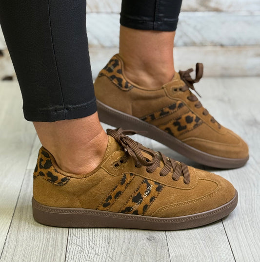 Teddy Smith - Camel/Leopard Suede Trainer (120233)