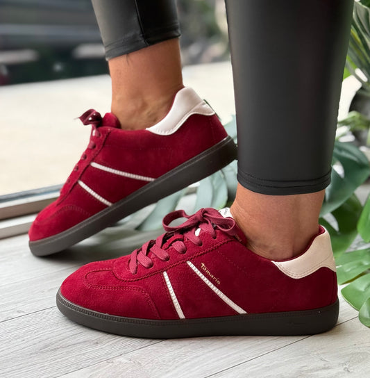 Tamaris - Merlot Detailed Leather Trainer