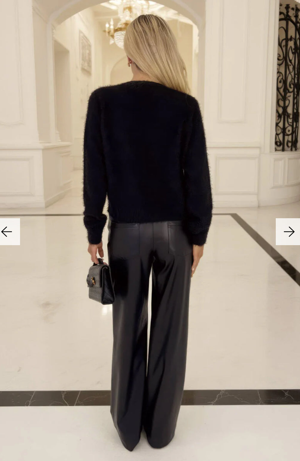 AX Paris - Black Fluffy Knit Satin Bows Cardigans