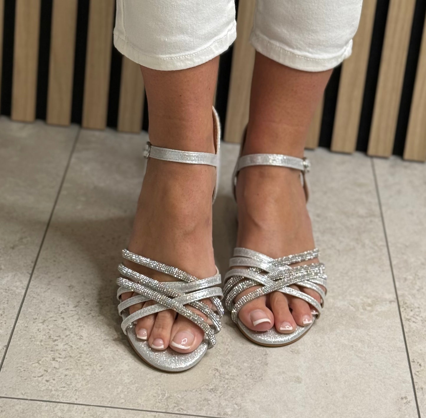 Lunar - 'Imani' Silver Block Heel Sandal