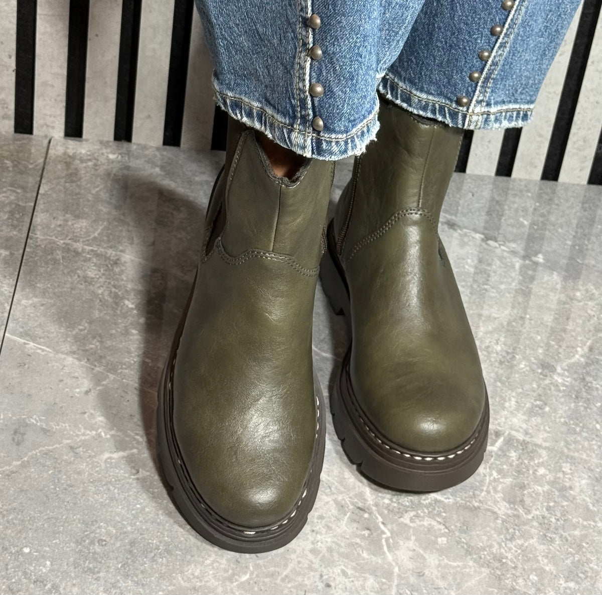 Rieker - Green Chunky Lined Boot