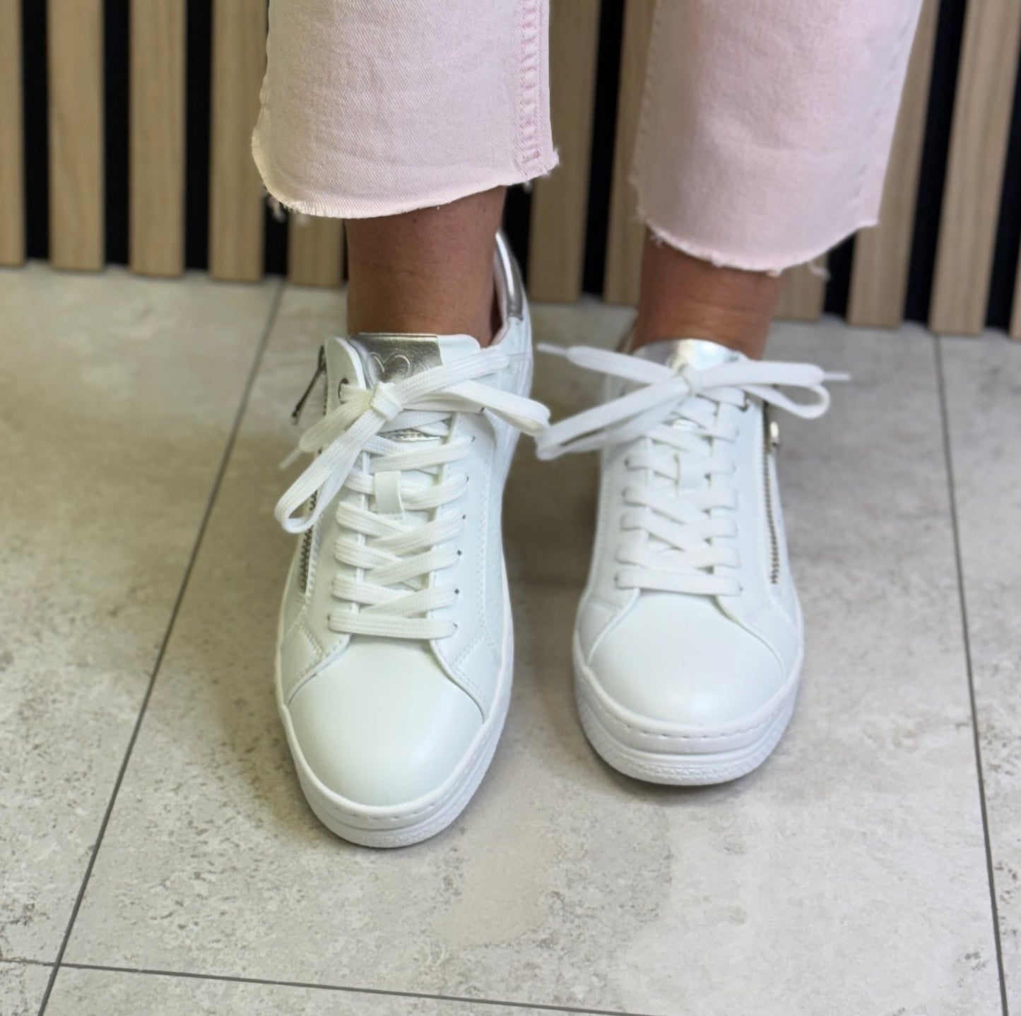 Marco Tozzi - White Combo Side Zip Trainer