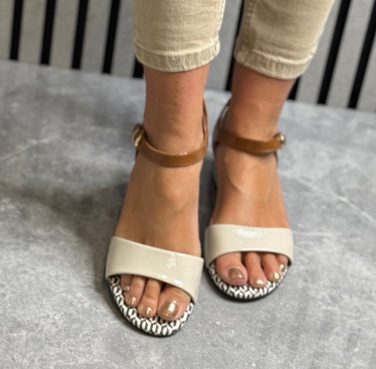 Tamaris - Ivory Combo Block Heel Sandal