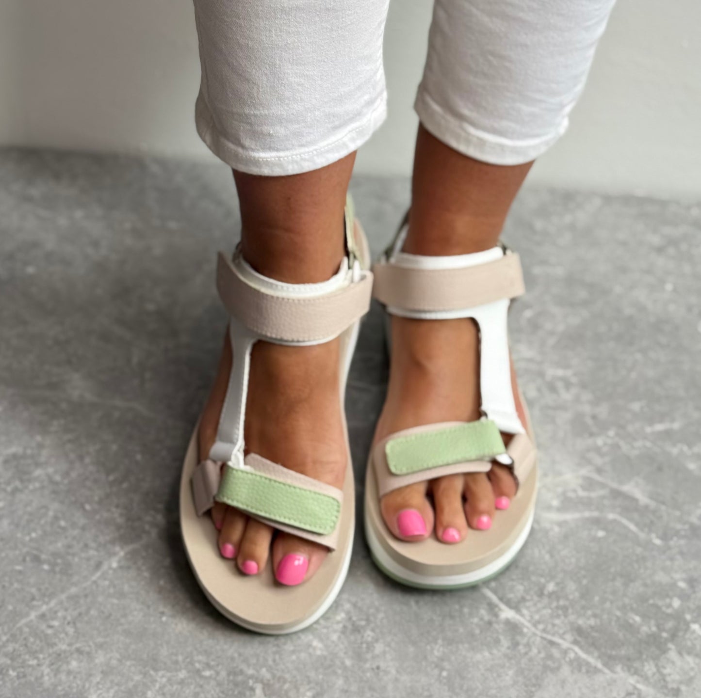 Rieker - Mint Green Combo Leather Sandal