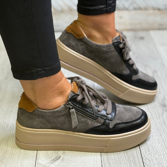 Patrizio Como - 'Corato' Grey/Black Combo Platform Trainer