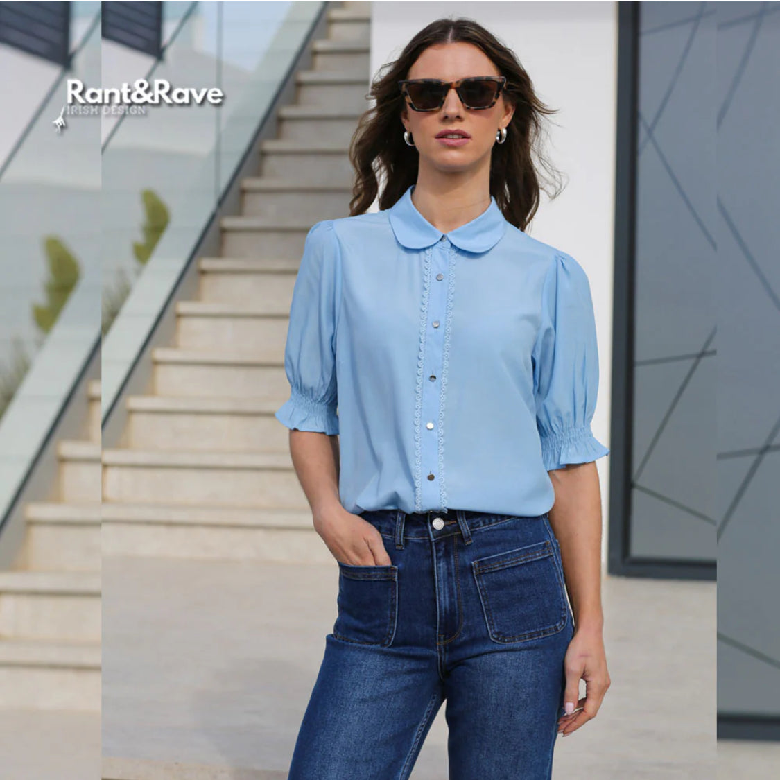 Rant & Rave - 'Gabrielle' Blue Shirt