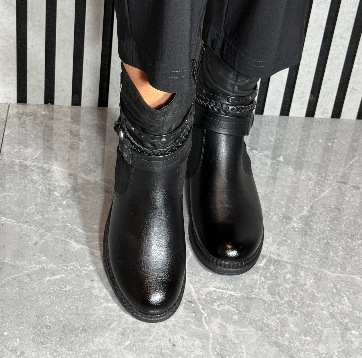 Jana - Black Strap Detail Boot