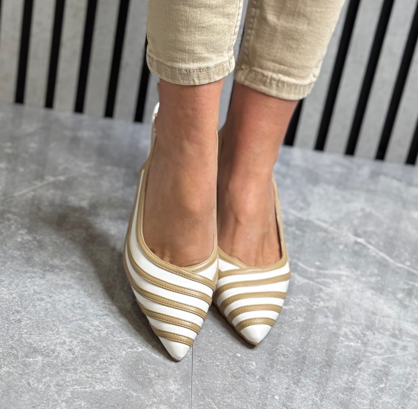 Una Healy - 'Holiday Road' Truffle Stripe Slingback Heel