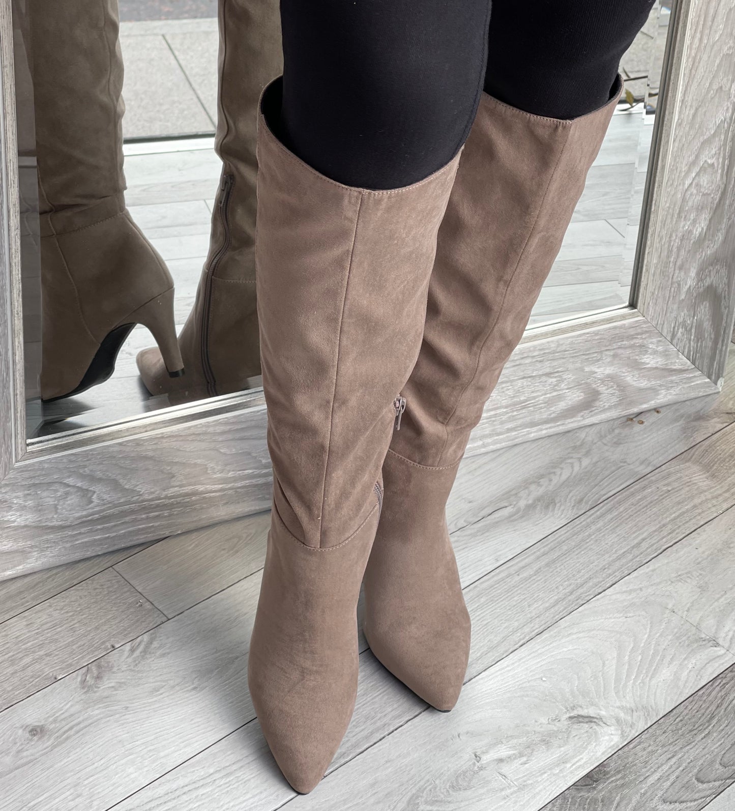 S Oliver - Taupe Heel Long Boot