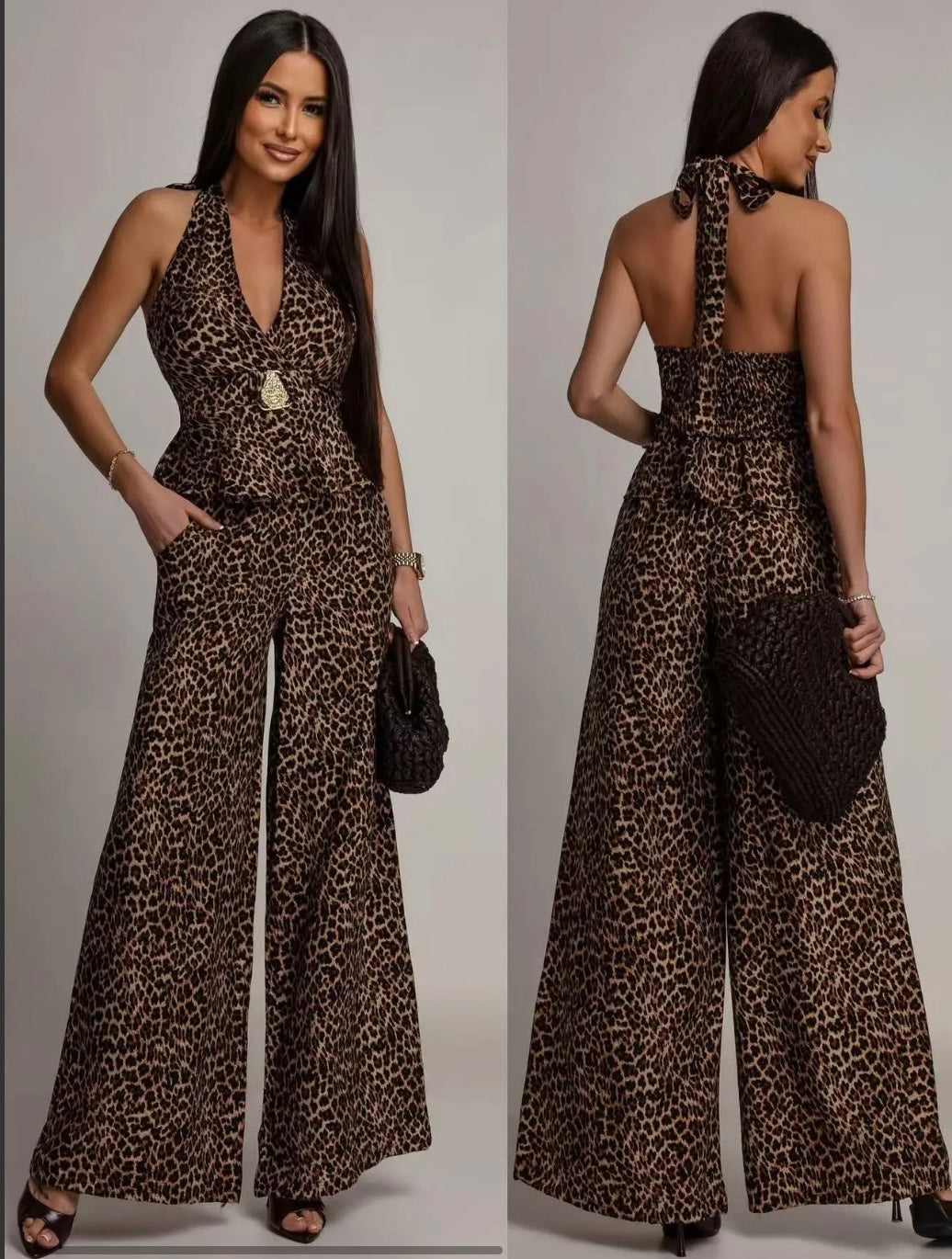 Leopard Print Halter Neck Top