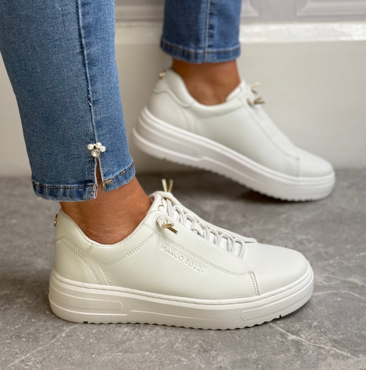 Marco Tozzi - White Slip On Trainer