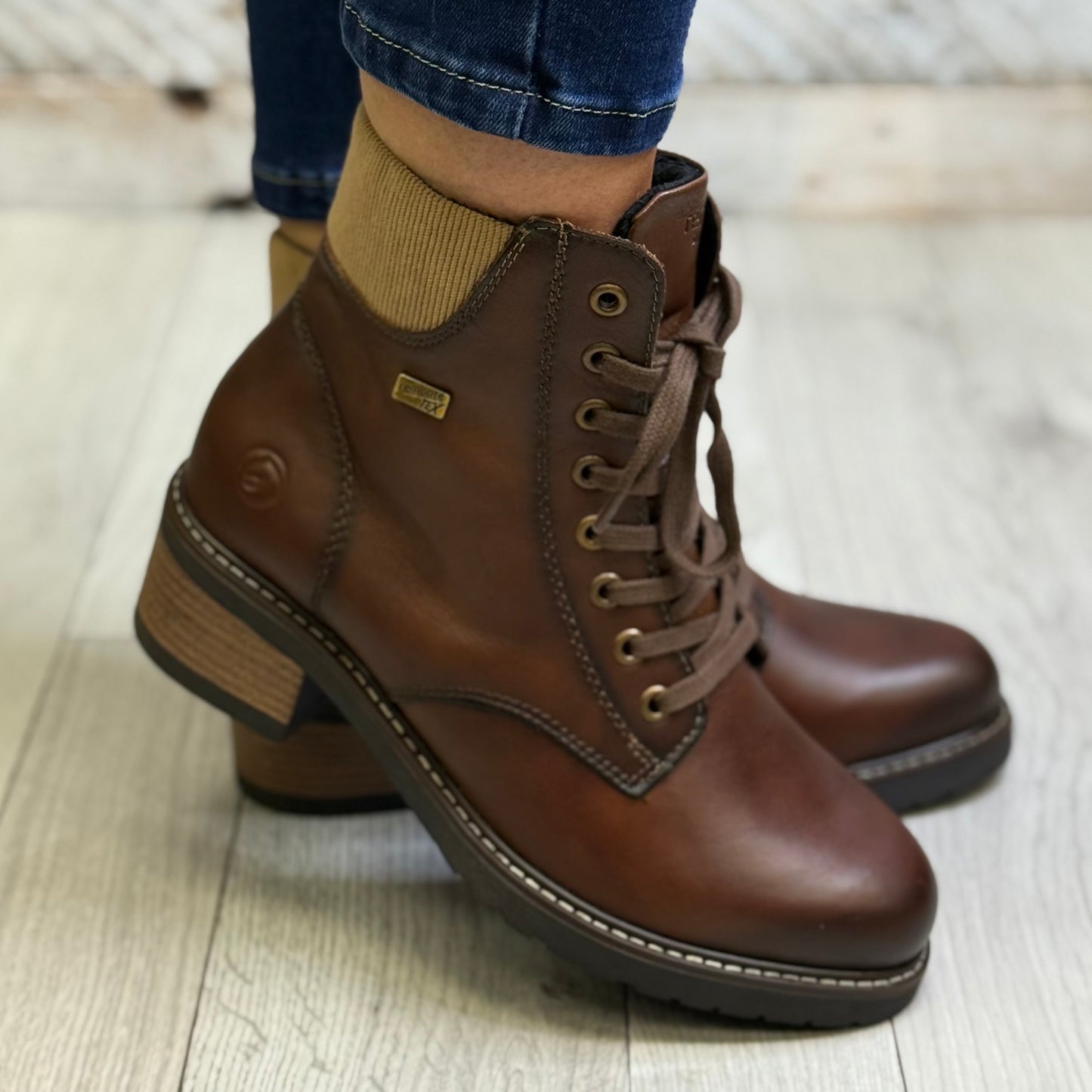 Remonte - Brown Laced 'Tex' Leather Boot