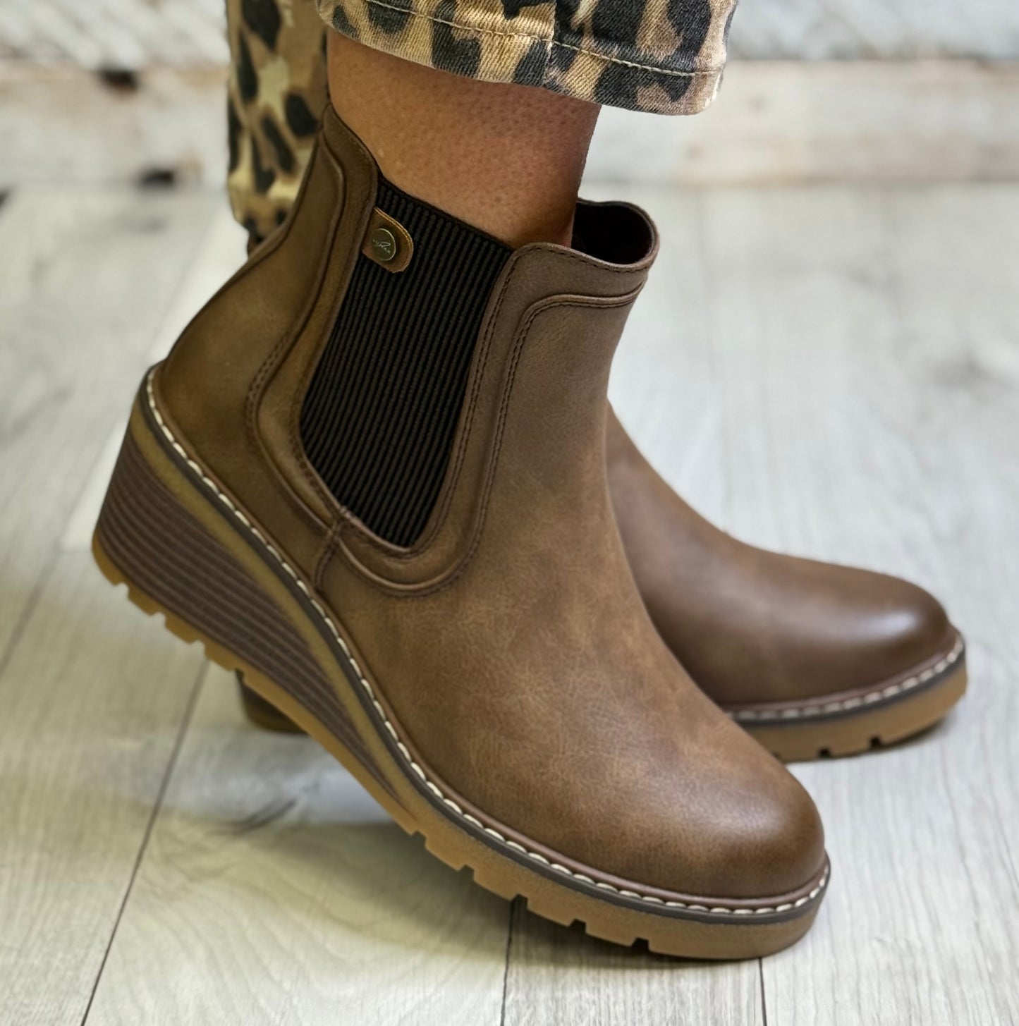 Lunar - 'Connie' Brown Wedge Ankle Boot