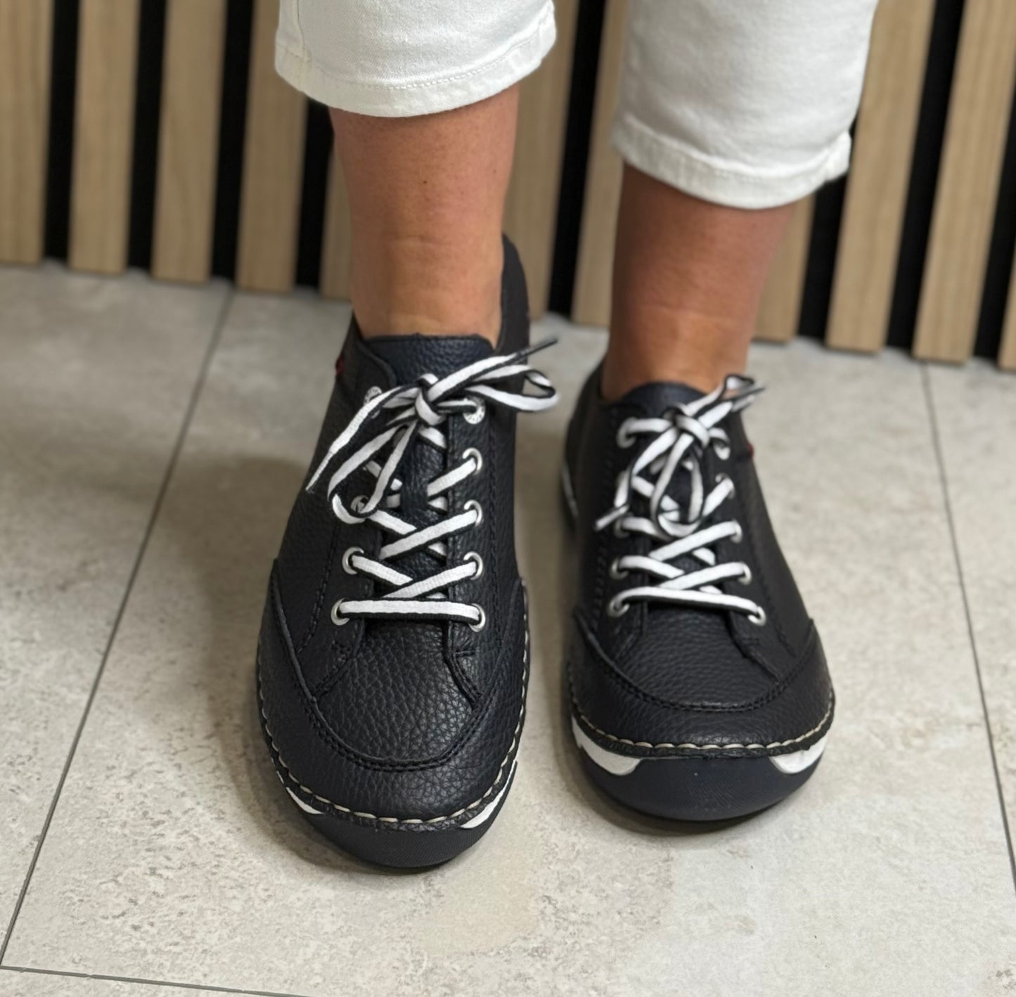 Rieker - Navy Lace Up Leather Shoe