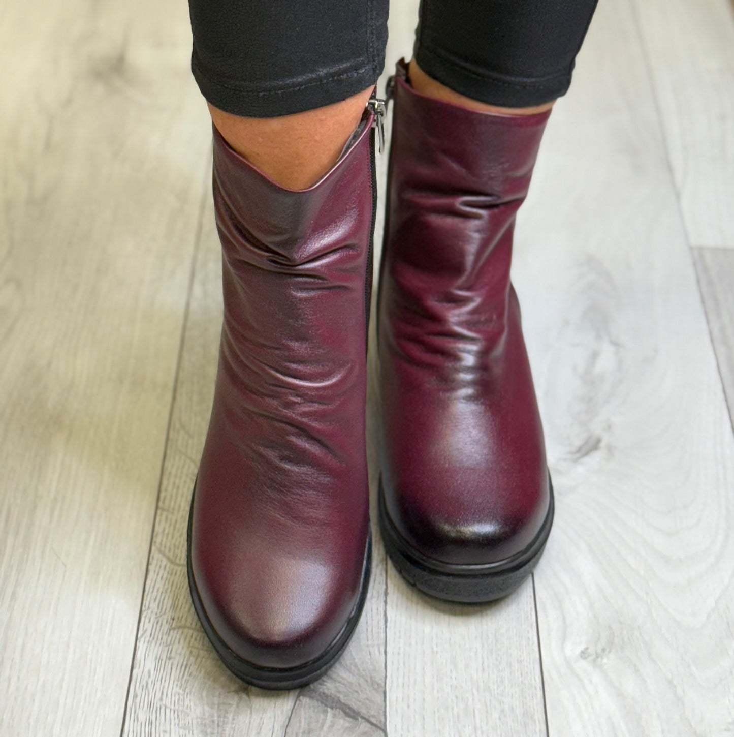 Lotus - 'Adlee' Burgundy Leather Ankle Boot