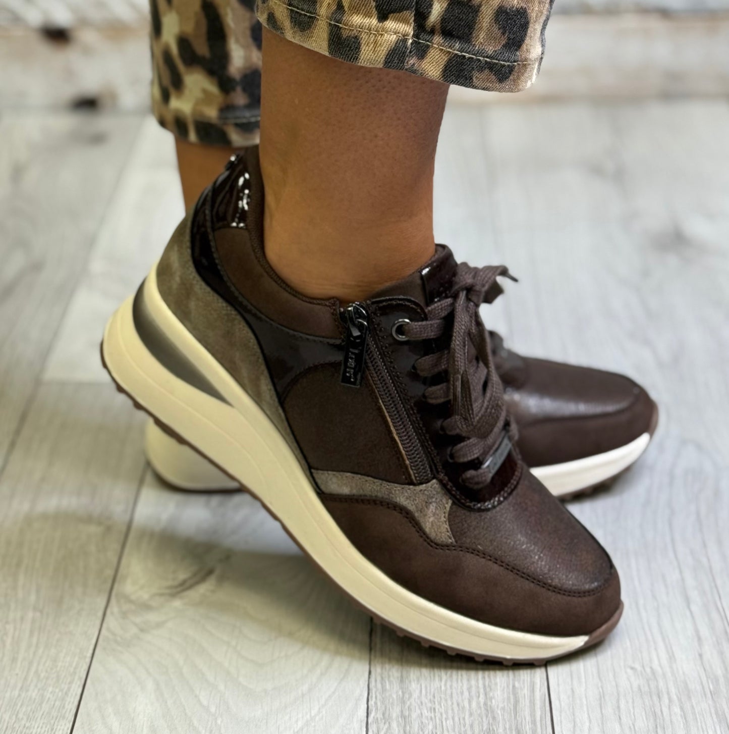 Lotus - 'Pluto' Brown Wedge Trainer