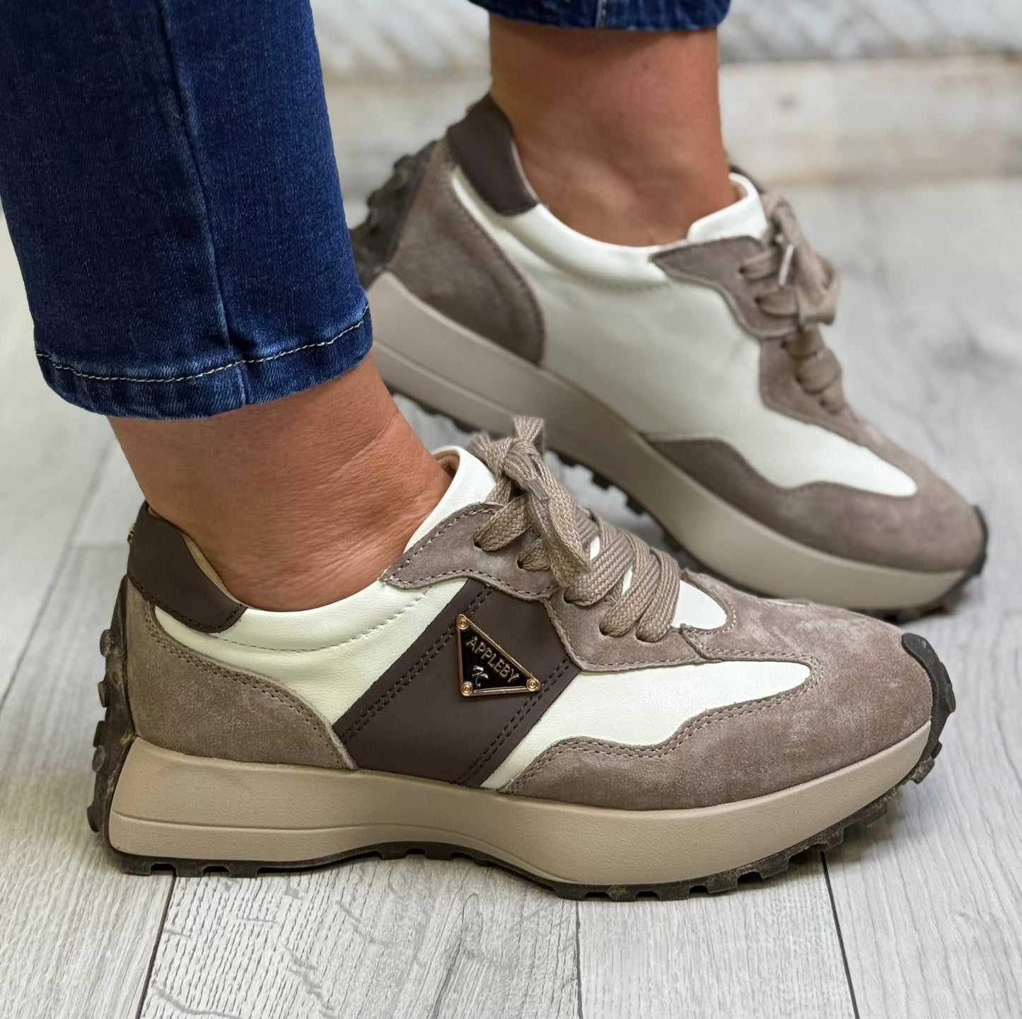 Kate Appleby - ‘Caithness' Taupe/Cream Combo Trainer