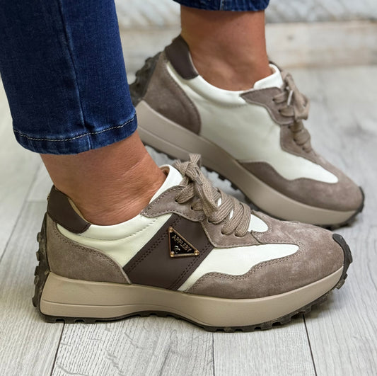 Kate Appleby - ‘Caithness' Taupe/Cream Combo Trainer