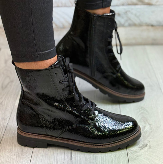 Remonte -  Black Patent Laced Boot