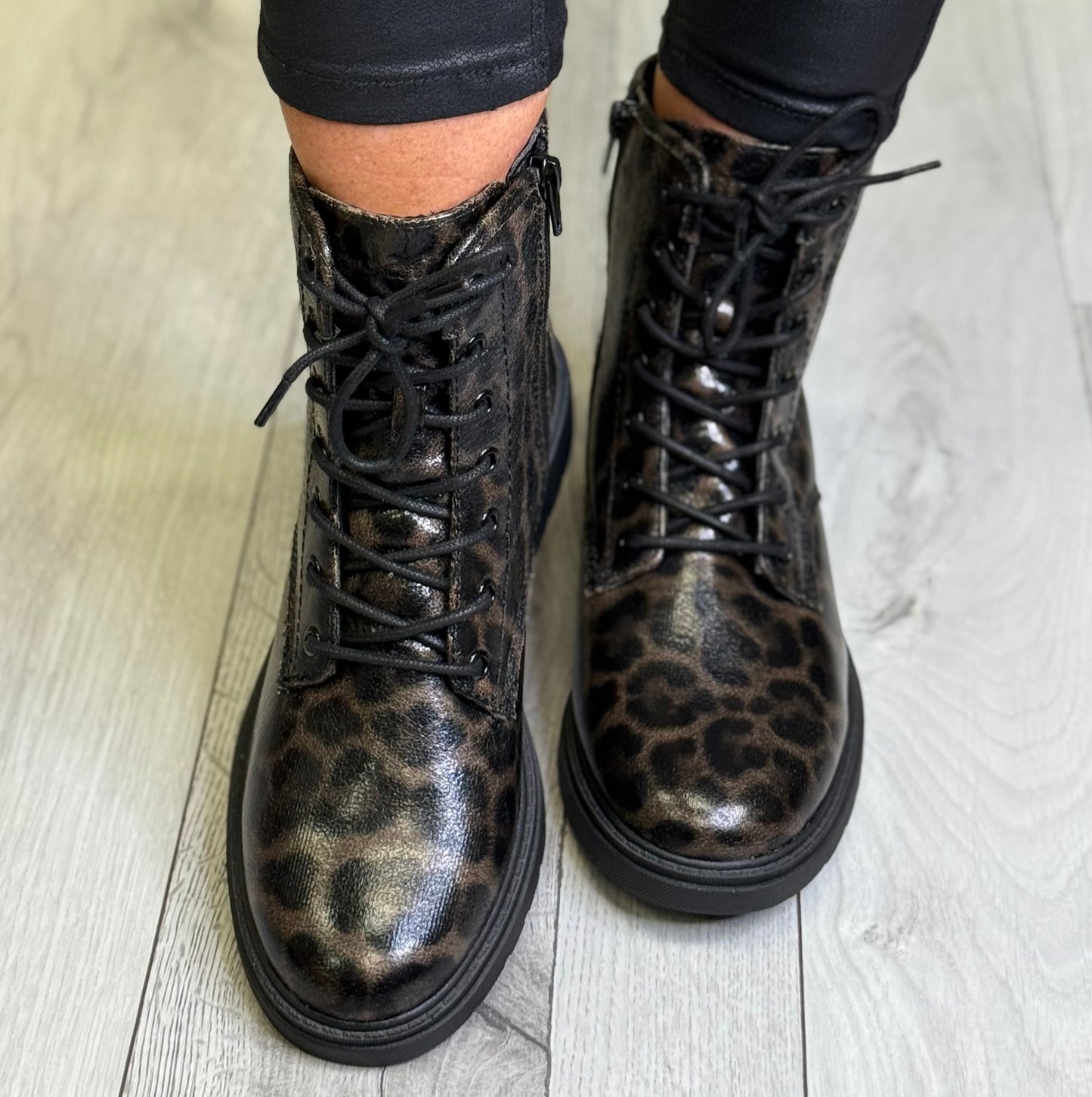 Jana - Leopard Print Laced Boot