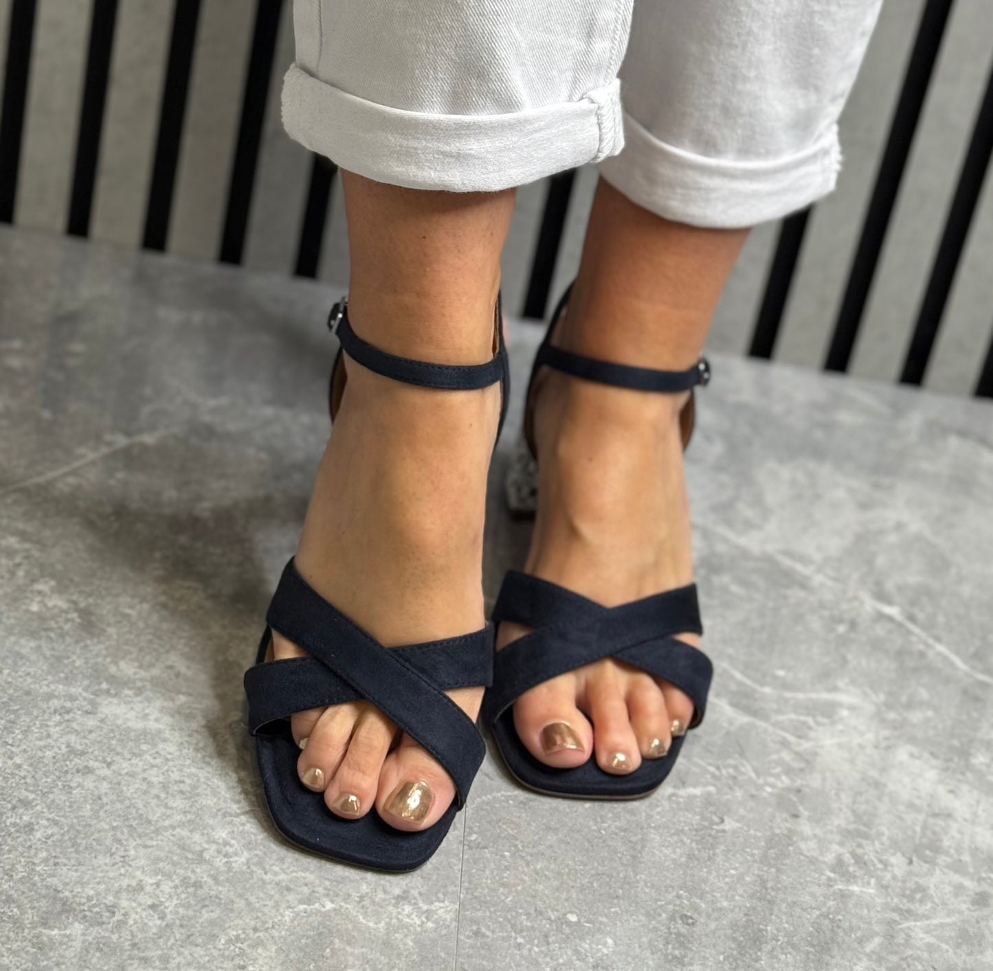 Tamaris - Navy Detailed Block Heel