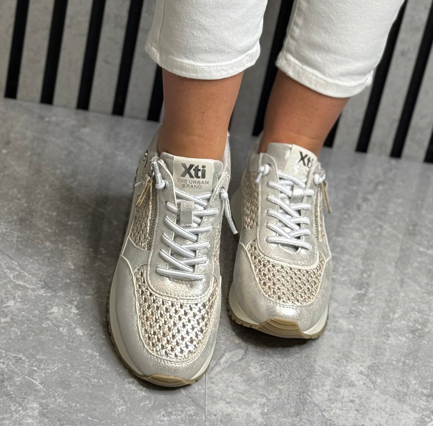 Xti - Silver Metallic Mesh Detail Trainer (145194)