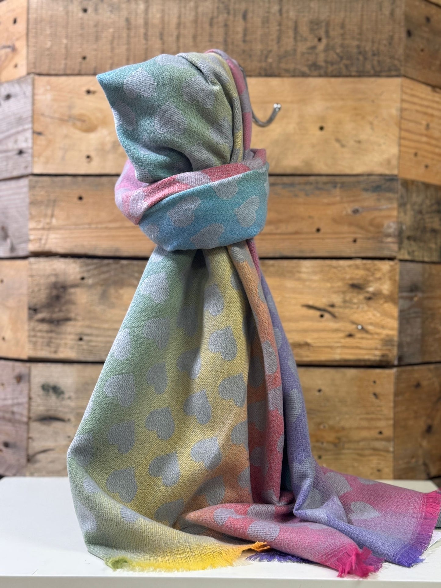hannah k - Grey Heart Rainbow Scarf