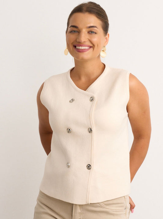 Cream Double Breasted Waistcoat