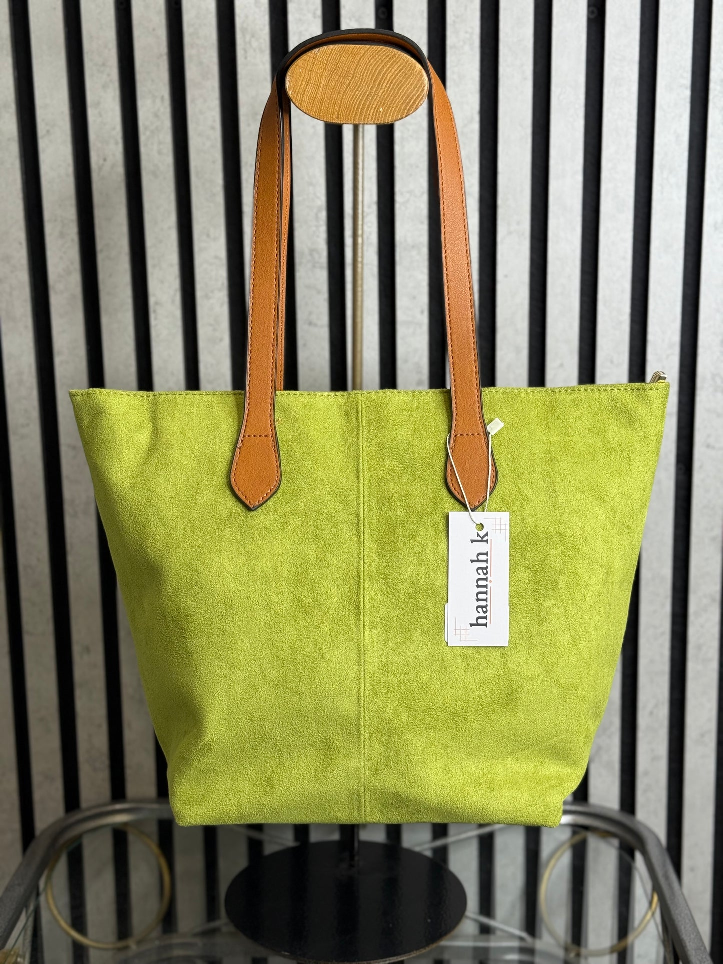 hannah k - 'Gwen' Green Faux Suede Shopper Bag