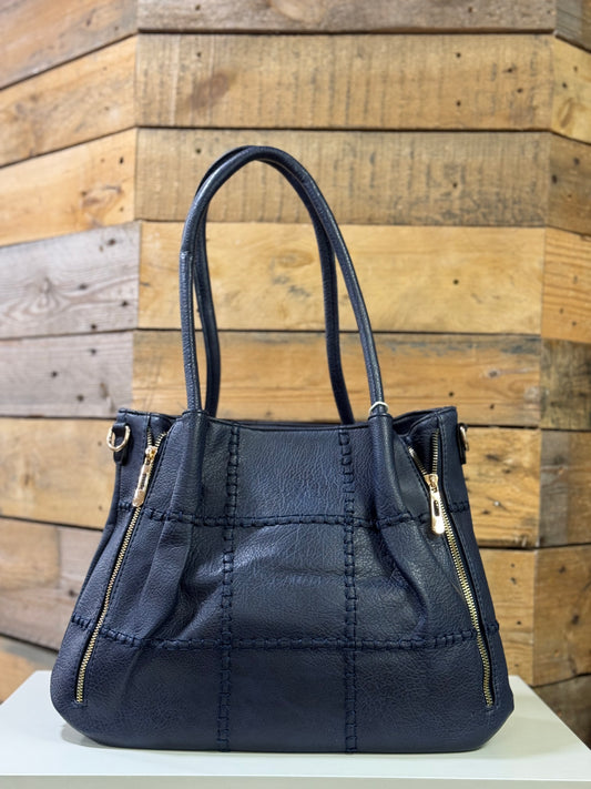 hannah k - 'Dina' Navy Zip Detail Handbag