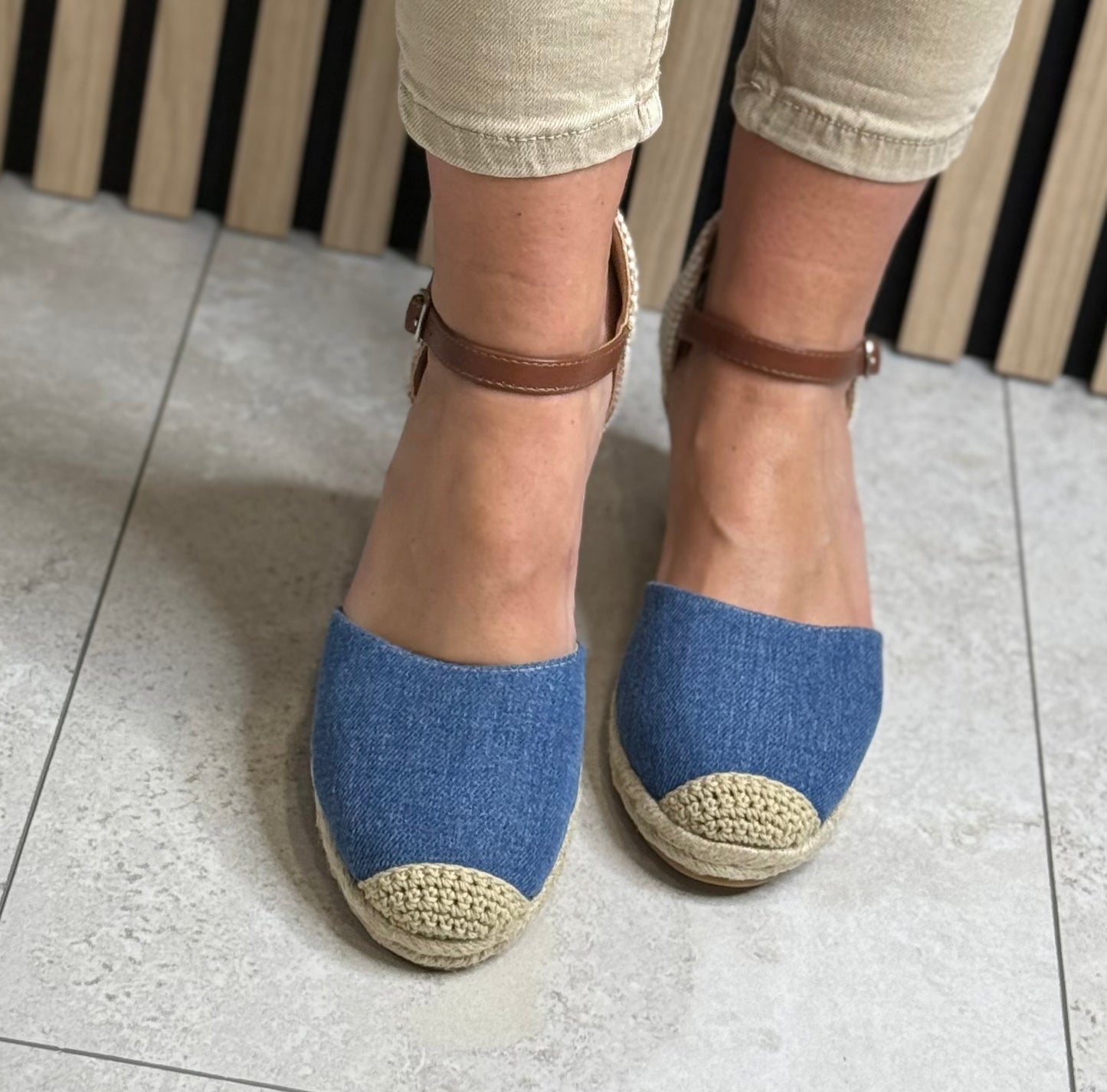 Xti - Denim Espadrille Wedge Sandal (140746)